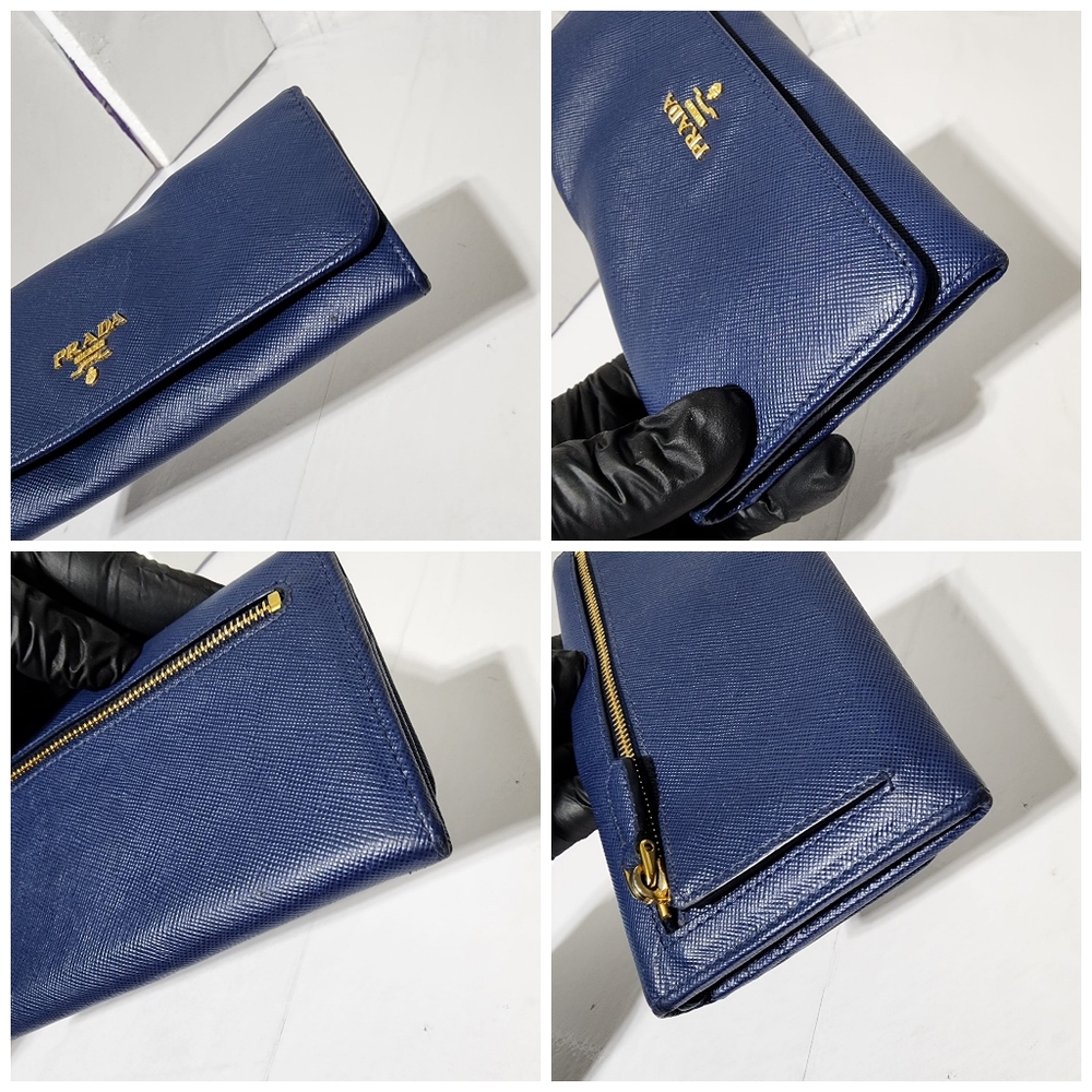 Prada Saffiano Leather Continental Wallet Blue - Picture 10 of 13